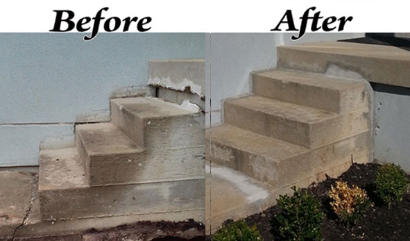 Before and After Step Repair | Yard Drainage Solutions