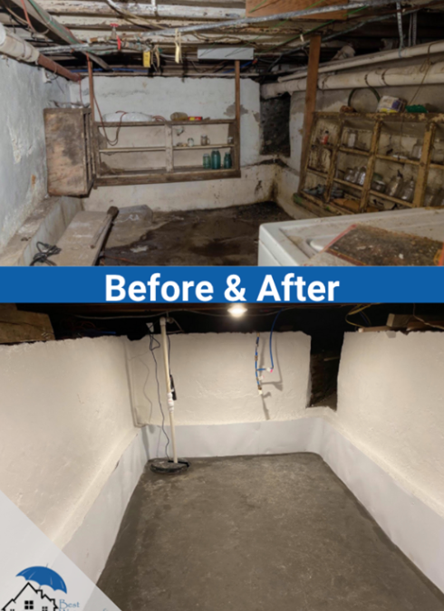 before and after basement waterproofing